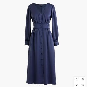 NWT J.Crew Tall Sz 10 A-Line Navy Midi Dress